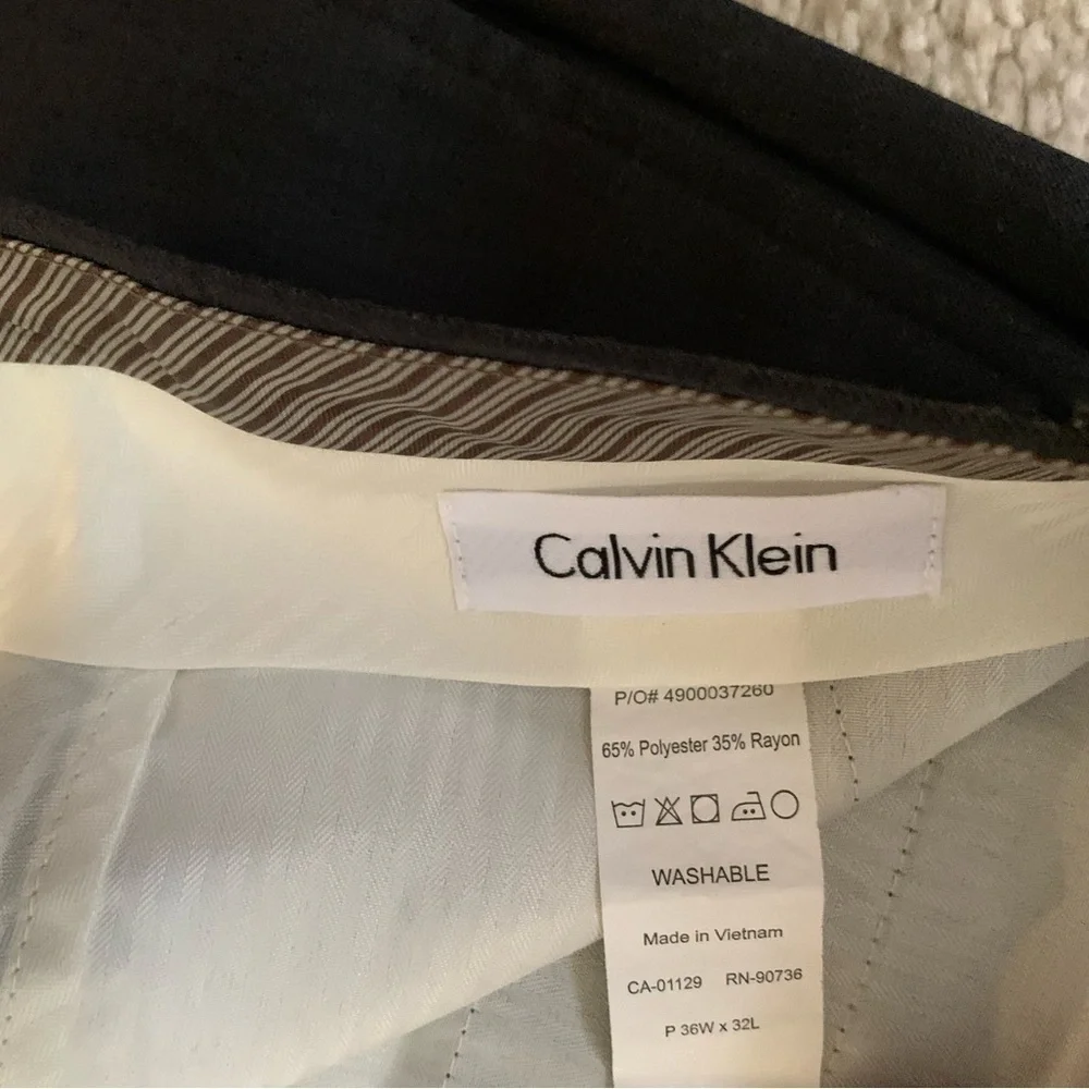 Calvin Klein Men’s Classic-Fit Solid Flat-Front Dress Pants Dark Gray